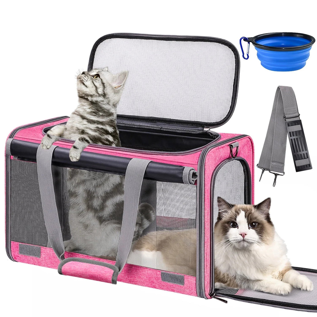 Collapsible Pet Carrier for Small Medium Cat Dogs up to 20lbs