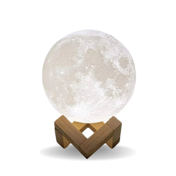8cm LED Moon Lamp – Battery Powered Night Light with Stand